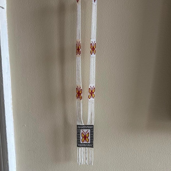 Antique 1920s Art Deco Micro Seed Beaded Butterfly Flapper Necklace - Picture 4 of 6